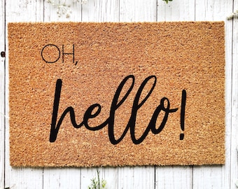 Hallo deurmat, grappige deurmat, housewarming cadeau, huis deurmat, kokos deurmat, welkom mat, voordeur deurmat, welkom deurmat, nieuwe home gift