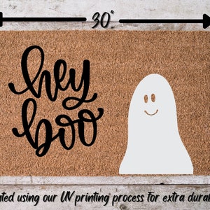 Ghosts Halloween Doormat, Outdoor Coir Doormat, Halloween Porch Decor, Fall Decor, Welcome Doormat, Fun Doormat, Hey Boo Doormat image 4