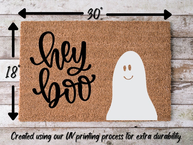 Ghosts Halloween Doormat, Outdoor Coir Doormat, Halloween Porch Decor, Fall Decor, Welcome Doormat, Fun Doormat, Hey Boo Doormat image 4
