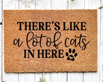 Felpudo de gato divertido, Felpudo de coco, Regalo de bienvenida, Regalo de hogar nuevo, Alfombra de bienvenida, Regalos de gato divertido, Regalo de amante del gato, Felpudo al aire libre