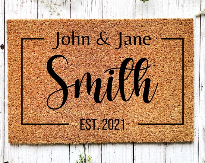 Featured listing image: Personalized Doormat-Custom Door Mat-Customized Doormat-Personalized Gift-Custom Gift-Housewarming Gift-Birthday Gift-Welcome Door Mat