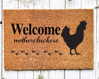 Chicken Doormat, Welcome To Our Coop Doormat, Chicken Decor, Chicken Door Mat, We're All Cluckin Crazy, Funny Doormat, Farm Decor