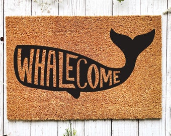 Welcome Mat, Beach Doormat, Whale Lover Gift, Housewarming Gift, Home Doormat, New Home Owner Gift, Welcome Doormat, Funny Front Door Mat