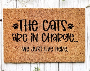 Felpudo de gato divertido, Felpudo de coco, Regalo de bienvenida, Regalo de hogar nuevo, Alfombra de bienvenida, Regalos de gato divertido, Regalo de amante del gato, Felpudo al aire libre