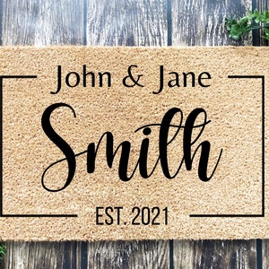 Housewarming Gift, Family Name Doormat, Personalized Doormat, Closing Gift, Custom Family Welcome Mat, Wedding Gift, Personalized Gift