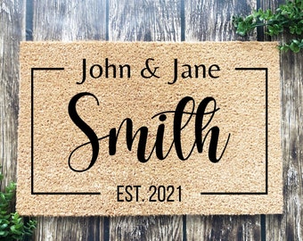 Housewarming Gift, Family Name Doormat, Personalized Doormat, Closing Gift, Custom Family Welcome Mat, Wedding Gift, Personalized Gift