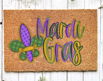 Welcome Mardi Gras Masks Doormat | Nola Housewarming Gift | Fat Tuesday | Doormat Closing Gift | Welcome Doormat | Front Door Home Door Mat