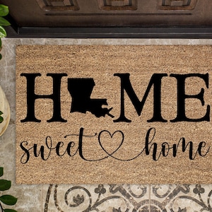 Louisiana Home Sweet Home Doormatte, Louisiana Deko, Louisiana Karte, Louisiana Kunst, Willkommensmatte, New Orleans Dekor, New Orleans Art