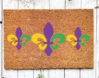 Welcome Mardi Gras Masks Doormat | Nola Housewarming Gift | Fat Tuesday | Doormat Closing Gift | Welcome Doormat | Front Door Home Door Mat