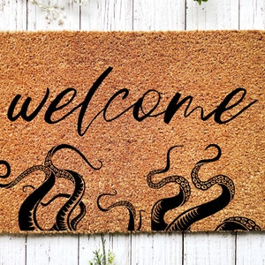 Funny Doormat, Coir Doormat, Welcome Mat, Housewarming Gift, Nautical Octopus, Front Door Doormat, Welcome Doormat, Octopus Gifts