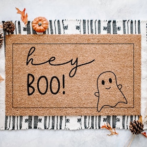 Ghosts Halloween Doormat, Outdoor Coir Doormat, Halloween Porch Decor, Fall Decor, Welcome Doormat, Fun Doormat, Hey Boo Doormat