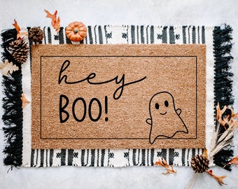Ghosts Halloween Doormat, Outdoor Coir Doormat, Halloween Porch Decor, Fall Decor, Welcome Doormat, Fun Doormat, Hey Boo Doormat