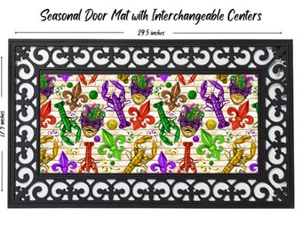 Mardi Gras Door mat, Louisiana doormat, seasonal door mat, Welcome doormat, doormat insert, door mat insert