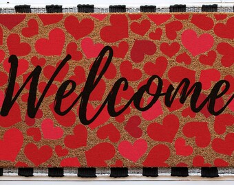 Welcome Heart Doormat | Cute Valentine's Housewarming Gift | Custom Doormat Closing Gift | Welcome Doormat | Front Door Love Home Door Mat