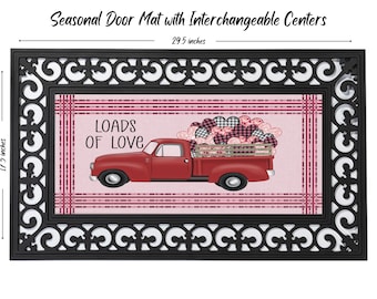 Valentine Door mat, Valentine Truck doormat, seasonal door mat, Welcome doormat, doormat insert, door mat insert