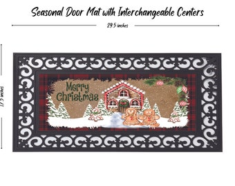 Gingerbread Door mat, Christmas doormat, seasonal door mat, Welcome doormat, doormat insert, door mat insert