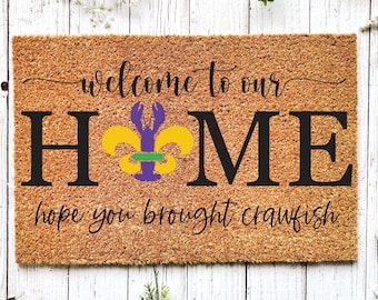 Welcome Mardi Gras Masks Doormat | Nola Housewarming Gift | Fat Tuesday | Doormat Closing Gift | Welcome Doormat | Front Door Home Door Mat