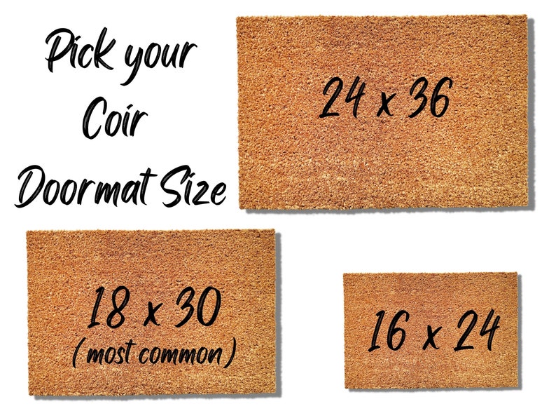 May include: Three brown coir doormats with different sizes: 18 x 30 inches (most common), 24 x 36 inches, and 16 x 24 inches.