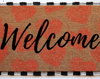 Welcome Heart Doormat | Cute Valentine's Housewarming Gift | Custom Doormat Closing Gift | Welcome Doormat | Front Door Love Home Door Mat