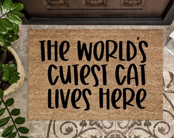 Felpudo de gato divertido, Felpudo de coco, Regalo de bienvenida, Regalo de hogar nuevo, Alfombra de bienvenida, Regalos de gato divertido, Regalo de amante del gato, Felpudo al aire libre