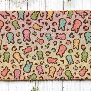 Easter Doormat, Leopard Doormat, Home Doormat, Rabbit Doormat, Coir Doormat, Welcome Mat, New Home Gift, Housewarming Gift, Welcome Doormat
