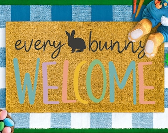 Bunny Doormat, Rabbit Doormat, Easter Doormat, Home Doormat, Coir Doormat, Welcome Mat, New Home Gift, Housewarming Gift, Welcome Doormat