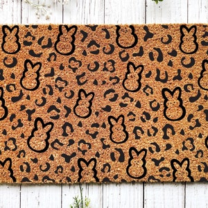 Easter Doormat, Leopard Doormat, Home Doormat, Rabbit Doormat, Coir Doormat, Welcome Mat, New Home Gift, Housewarming Gift, Welcome Doormat