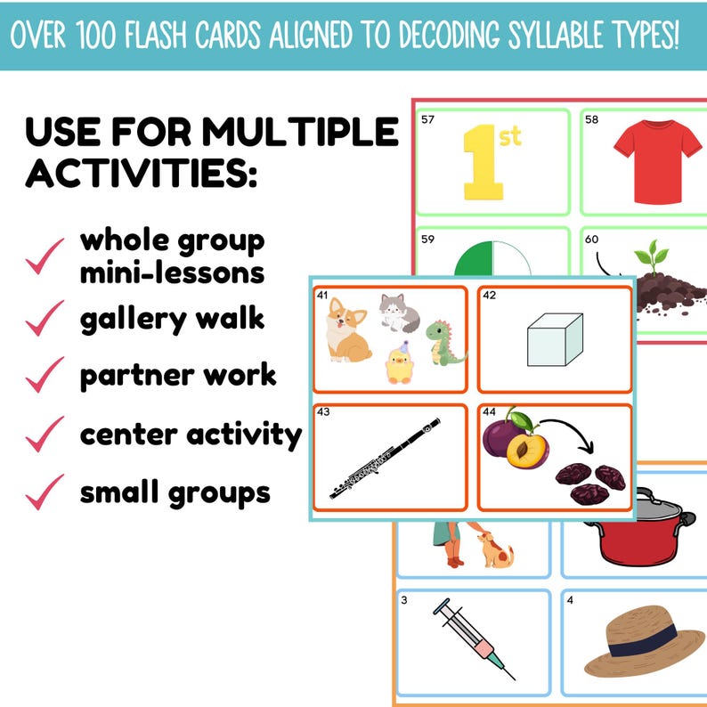 Syllable Types Flash Cards, Phonics Flash Cards, Science of Reading ...