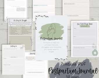 Postpartum journal, journal for new moms, postpartum workbook, postpartum planner, gift for new mom, postpartum journal prompts