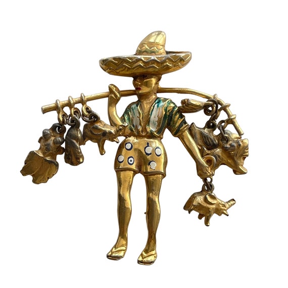 Art Deco Mexican hunter brooch - image 1