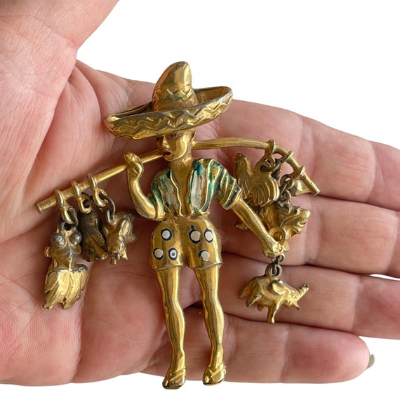 Art Deco Mexican hunter brooch - image 2