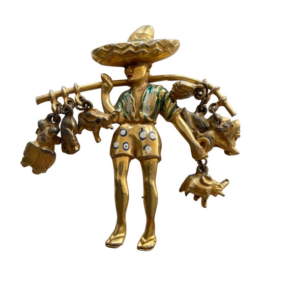 Art Deco Mexican hunter brooch - image 3