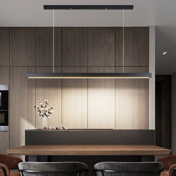 Minimalist Linear wooden Pendant LED Light, wood chandelier Home & Living Decor, Modern Lighting