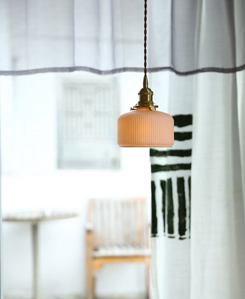Minimalist Ceramic & Copper Pendant Light, With Japanese Influenced ...