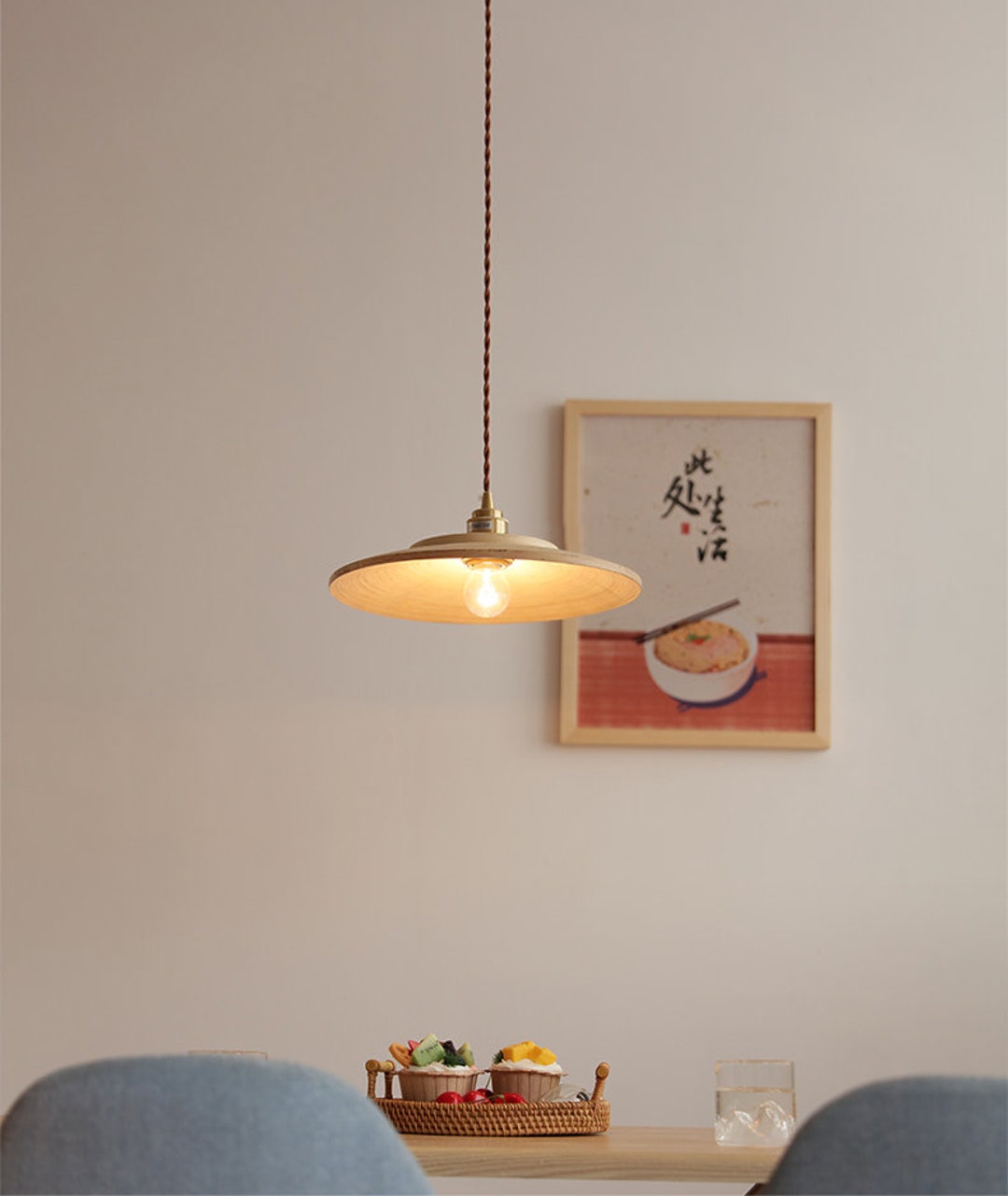 Minimalist Bamboo & Copper Pendant Light, With Japanese Wabi Sabi ...