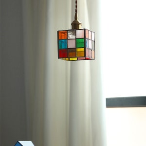 Puzzle Cube Murano Glass /Copper Pendant Light Home & Living Decor, Modern Lighting image 4