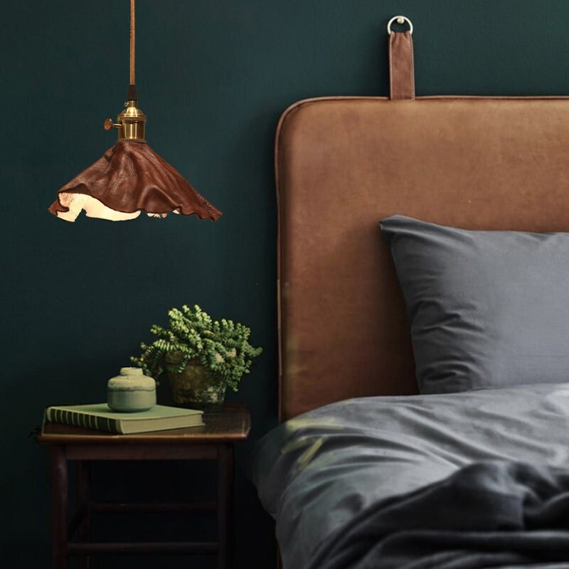 Top-grain Genuine Leather & Copper Pendant Light