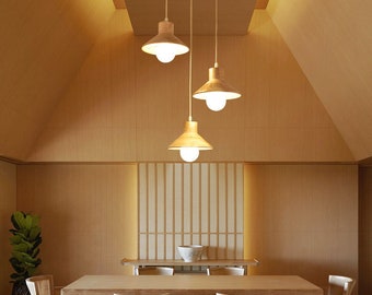 Wooden Japanese style pendant light, wood lamp, wood pendant light, ceiling light, dining room kitchen island