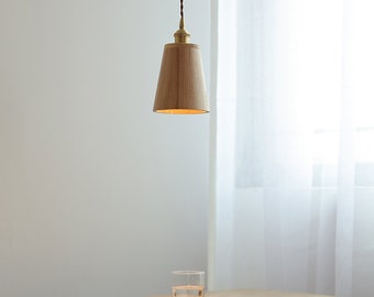 Minimalist Wood & Copper holder Pendant Light, with Japanese and Scandinavian influence Home /Living Decor, Modern Lighting
