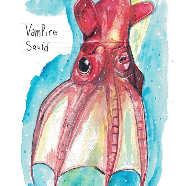 Vampire Squid High Quality Giclée Art Print | Vampire Squid Art Print | 8.3 x 5.8” Archival Matte