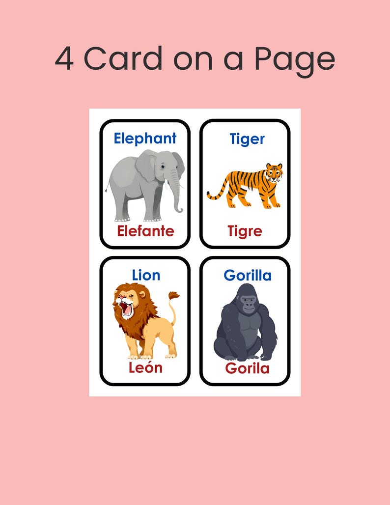 English Spanish Animal Flashcards | Bilingual Learning (PDF Download ...