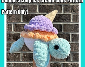 Ice Cream Turtle Crochet Pattern, Amigurumi Plush Toy (PDF Pattern)