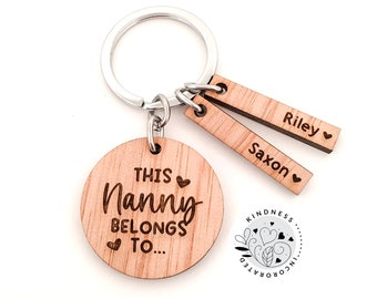 This Nanny Belongs To Keyring (change Nanny to another name) - Mothers Day Gift for Nanny, Mothers Day Present, Grandma Gift, Mothers Day