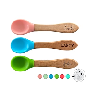 Personalised Engraved Coloured Wooden Baby Spoon, Engraved Spoon Baby, New Baby Gift, New Baby Gifts, Personalised Baby Gift, Baby Cutlery