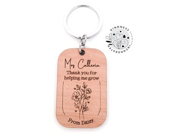 Wooden Keyring Thank You For Helping Me Grow Keyring Thanks For