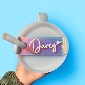 Personalized Iridescent Stanley Tumbler Name Plate: Acrylic Name Tag