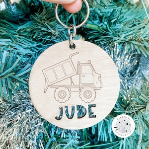 Personalised Wooden Engraved Truck Bag Tag, Truck Name Tag, Truck Name, Custom Truck, Personalised Truck Keyring, Tip Truck, Truck Name
