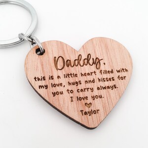 Personalised Daddy Heart Shaped Keyring Fathers Day Gift for Dad, Fathers Day, Grandad Keyring, Poppy Keyring, Dad Gift, Daddy image 6
