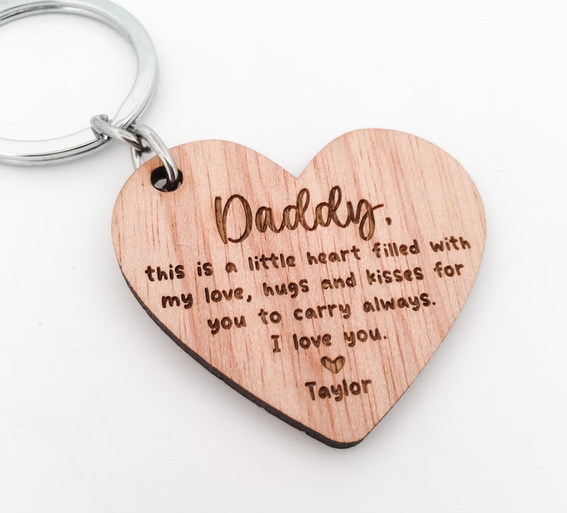 Personalised Daddy Heart Shaped Keyring Fathers Day Gift for Dad, Fathers Day, Grandad Keyring, Poppy Keyring, Dad Gift, Daddy image 6