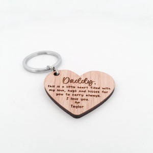 Personalised Daddy Heart Shaped Keyring Fathers Day Gift for Dad, Fathers Day, Grandad Keyring, Poppy Keyring, Dad Gift, Daddy image 2